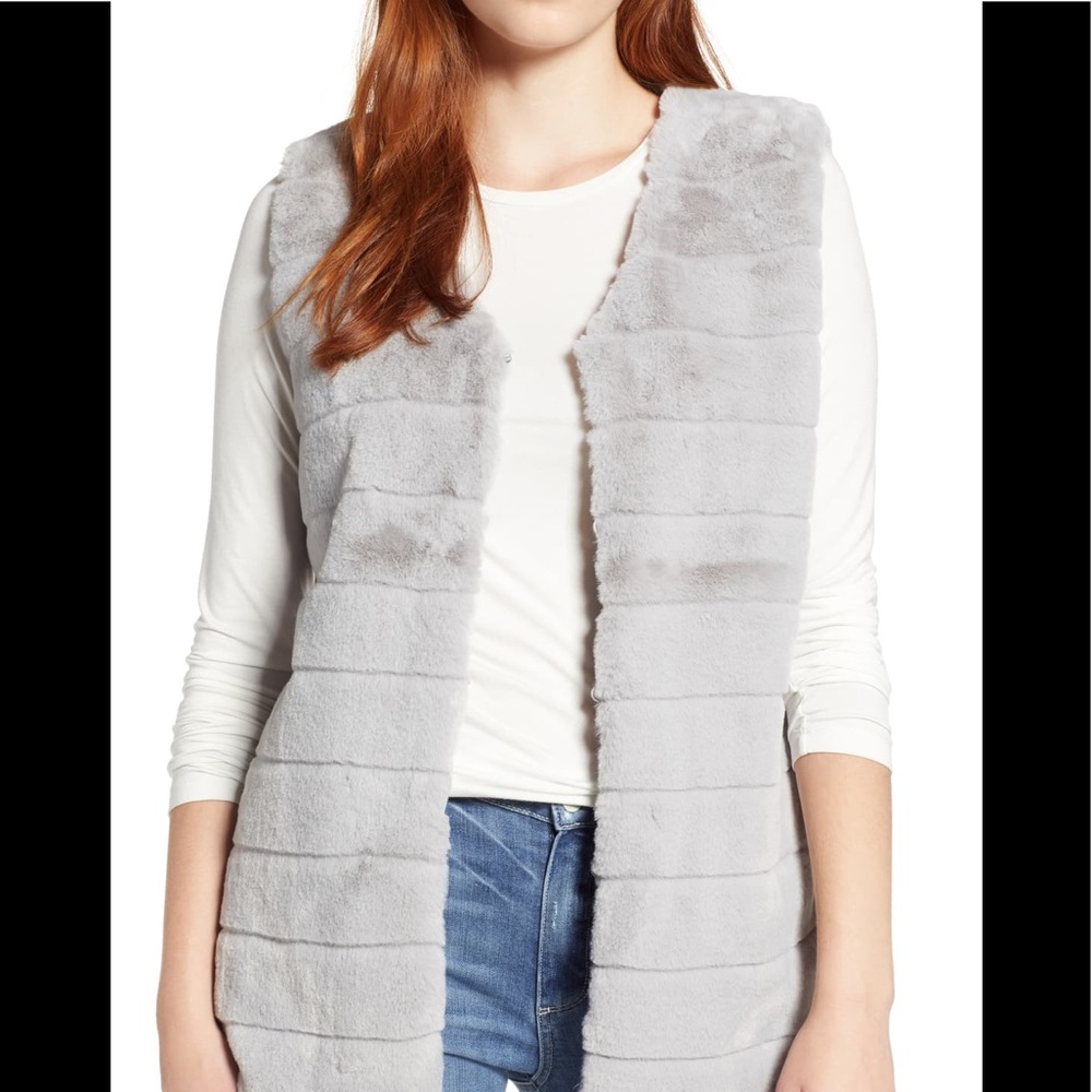 Echo Faux Fur Vest - Gray - S/M